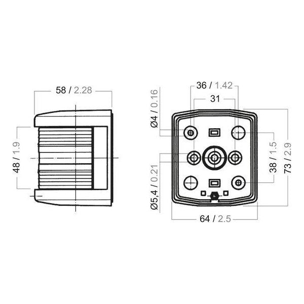 Aqua Signal serie 25 luce di navigazione laterale sinistra ROSSA | nera - 3520202000