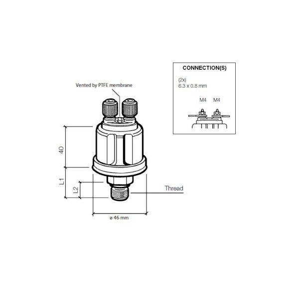 VDO DS 0-25 Bar Pressure sensor indicator 1/8-27 NPTF-362-081-002-001