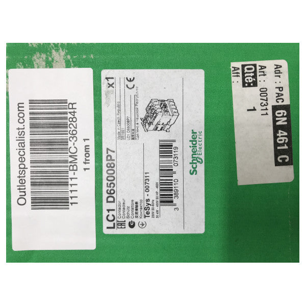Морський вимикач Schneider Electric LC1D65008P7 80А 1000В змінного струму, корозійно-стійкий електричний контроль