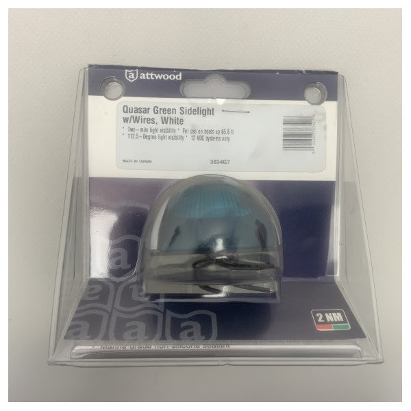 Attwood 12V grønt navigationslys i siden 2NM - 3834G7