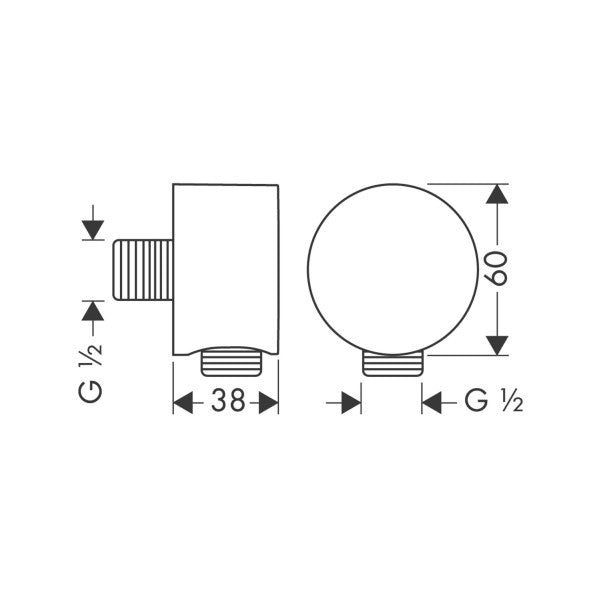 Hansgrohe Axor Starck Curved Shower Connector 27451000 - Durable Chrome-Plated Brass Marine Shower Fitting for Boats and Yachts