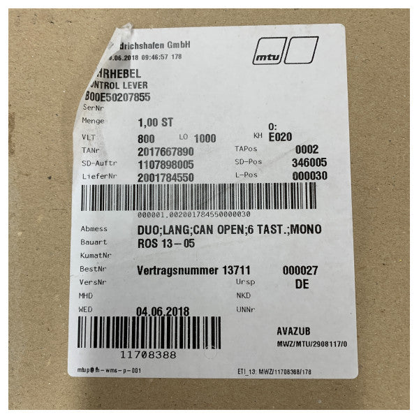 MTU Διπλός Θαλάσσιος Έλεγχος Μηχανής με Ηλεκτρονικό Πίνακα - B00E50207855 