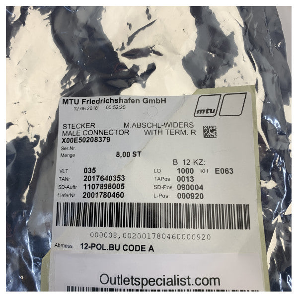 4x MTU X00E50208379 Conector Masculino Original com Resistor Térmico 