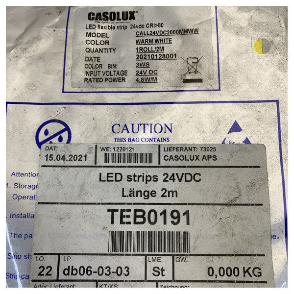 Casolux LED Ταινία 24V DC Ζεστό Λευκό 2μ Ανθεκτική στη Θάλασσα 