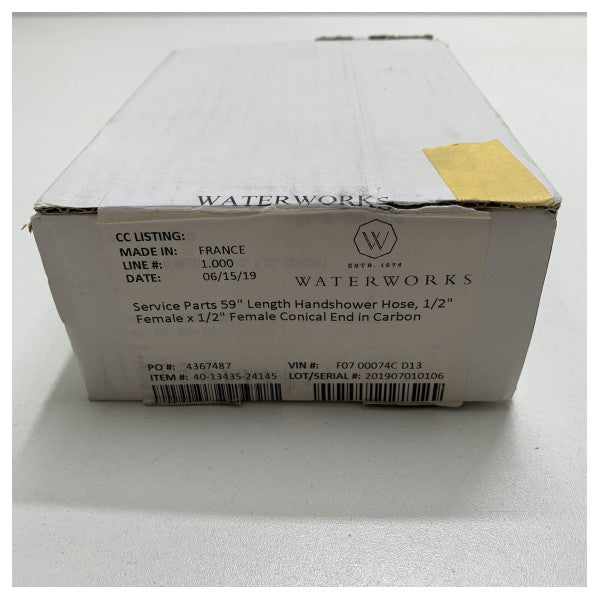 Waterworks Carbon End Hand Shower Hose 1.5m Marine-Grade Durable Flexible Connector