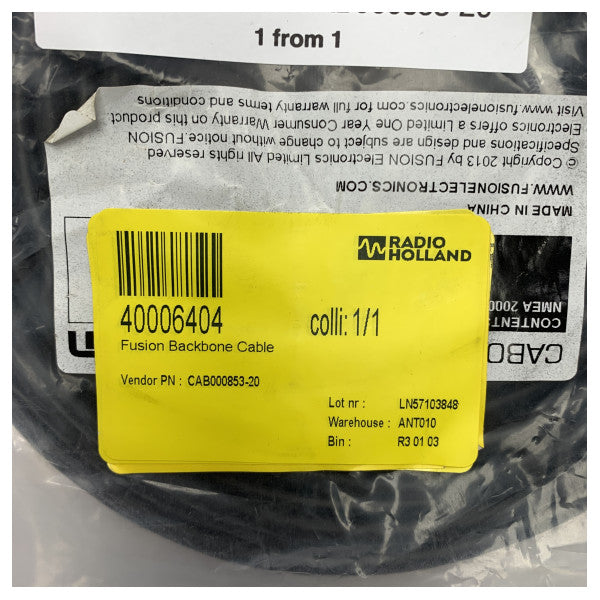 Fusion NMEA2000 omurga kablosu siyah 20M - CAB000853-20