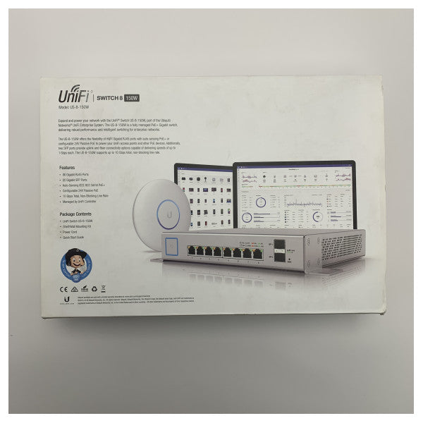 Ubiquiti UNIFI US-8-150W 8-POORT ĠESTAT POE + SWITCH 150W