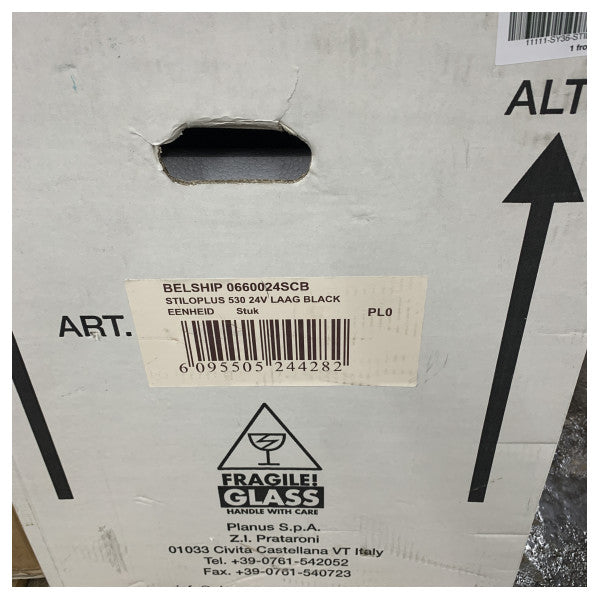 Planus Stilo Plus 530 High Electric Marine Toilet Sort med blød lukning 24V 