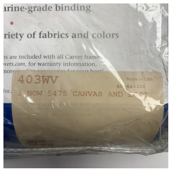 Carver 3 båge 73 till 78-tums vit vinyl bimini-duk - 403WV