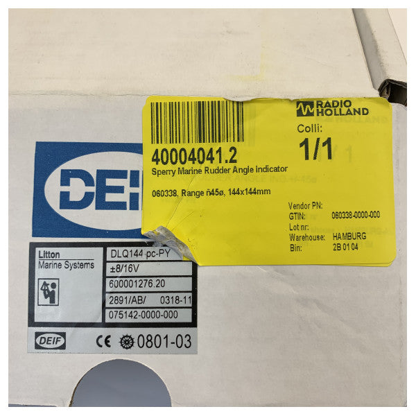 DEIF Marine Rudder Angle Indicator għal Vapuri - 45 grad - DLQ144 