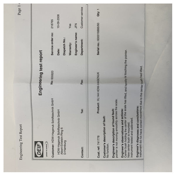 مؤشر زاوية الدفة Deif XL144 عرض 24 فولت 45 درجة 