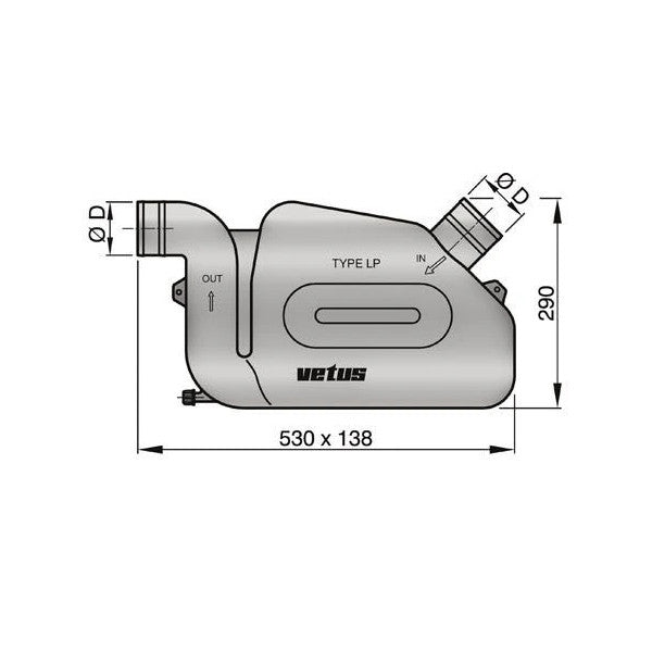 Vetus LP60 60 mm de agua de escape de escape