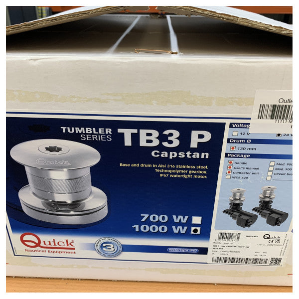 クイック TB3 ステンレス鋼電動カプスタン 1000W 24V - 130 mm - TB3 P 1024 