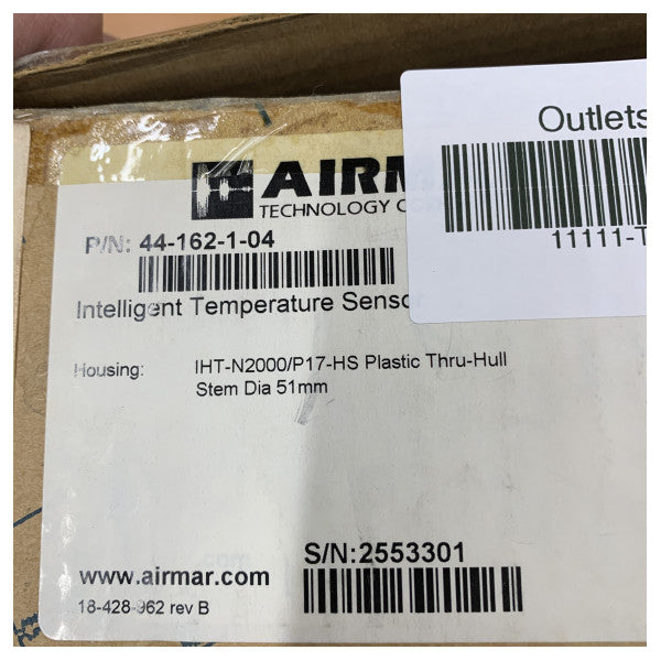 Sensor de temperatura Tru-Hull inteligente Airmar 44-44-162-1-04 
