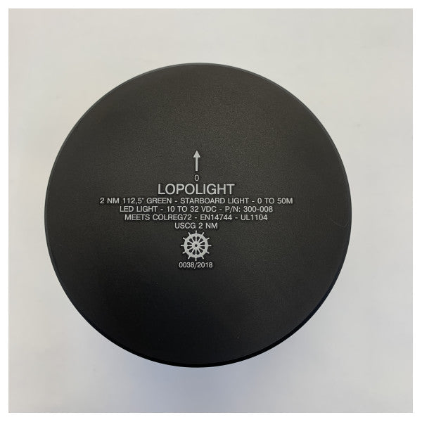 ロポライト スターボード サイドライト ブラック グリーン ナビゲーションライト - 301-008-PRO 