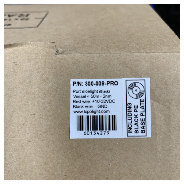 Lopolight Port Sidelight Sort RØD Navigation Lys 2NM - 301-009-PRO 