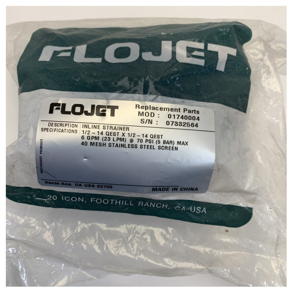 Flojet 01740004 In-Line Vandfilter - Si 40 MESH 1/2 Tomme 