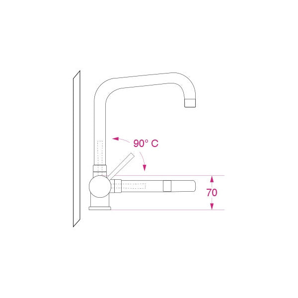 バルカ ML1600T シングルレバー折りたたみミキサータブ スワイベル付き 