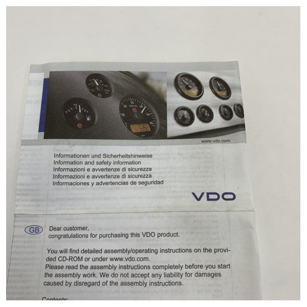 VDO A2C59514082 Veratron ViewLine Jauge de niveau de carburant 3-180 Ohm -  8-32V - 52mm 