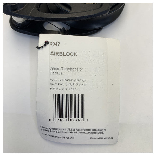 Harken 3047 Aluminium High Load Teardrop Rigging Block 75 mm 