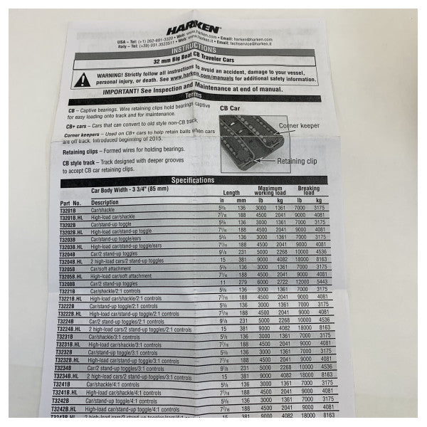 Harken T3244B Big Boat Series Traveller Car 32 mm 4:1 