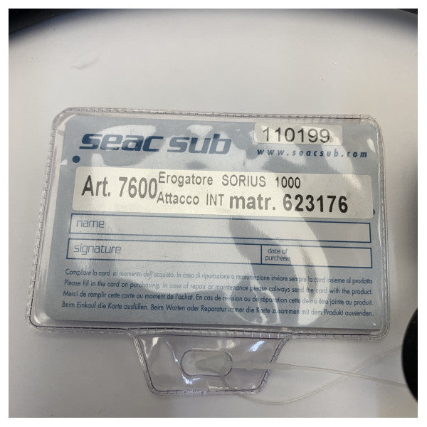 Seac Sub 7600 Sorius 1000 Regolatore d'Aria per Immersioni 