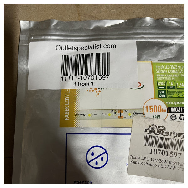 LED strip 12V 1500lm - 18W - varm hvid 5m 