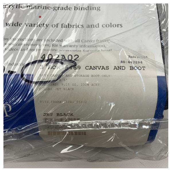 Carver 3 Bow 67 to 72 inch Jet Black Canvas Bimini