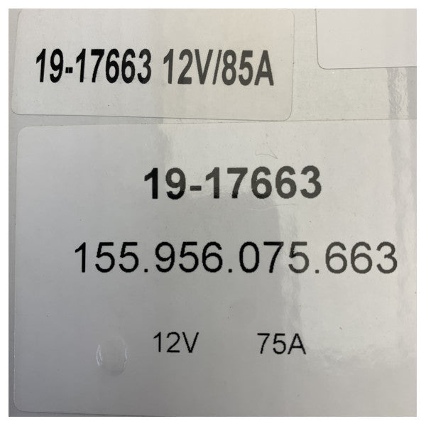 Vetus 19-17663 85 Amp 12V Marine Generator til M2/M3 Motorer 