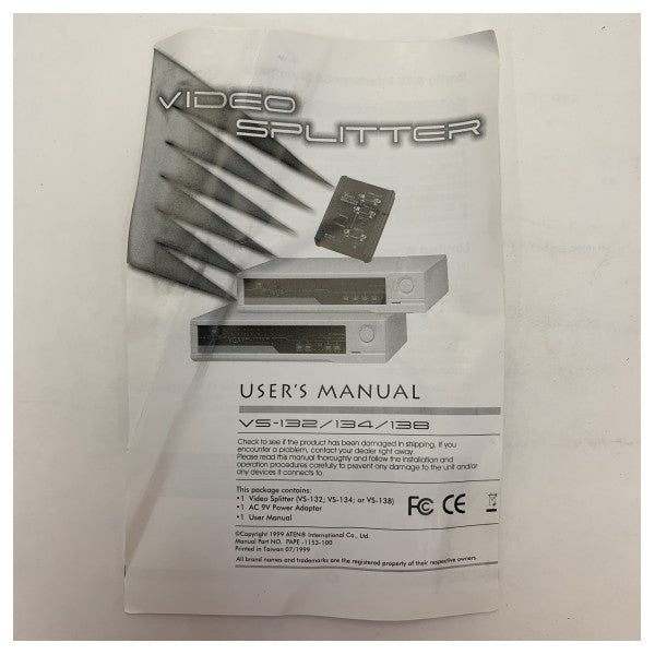 Aten VS-132 Vidéo Splitter - Splitter VGA 2 ports avec alimentation 