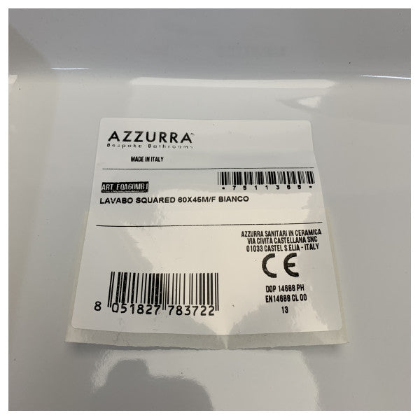 Azzurra Elegance Kare lavabosu 60x45cm taşma olmadan - EQA60MB1 