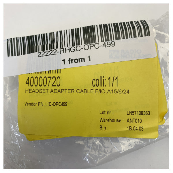 Icom OPC-499 Headset Adapter Cable for VHF | UHF | Porto