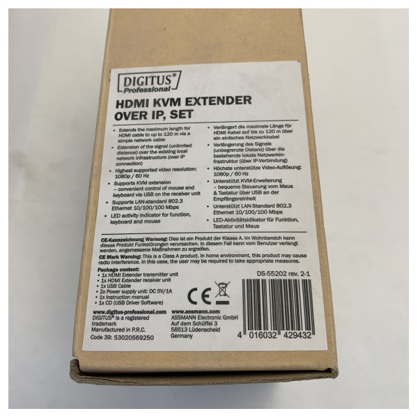 DIGITUS Professional DS-55202 KVM produžni set - HDMI - Cat5/6 