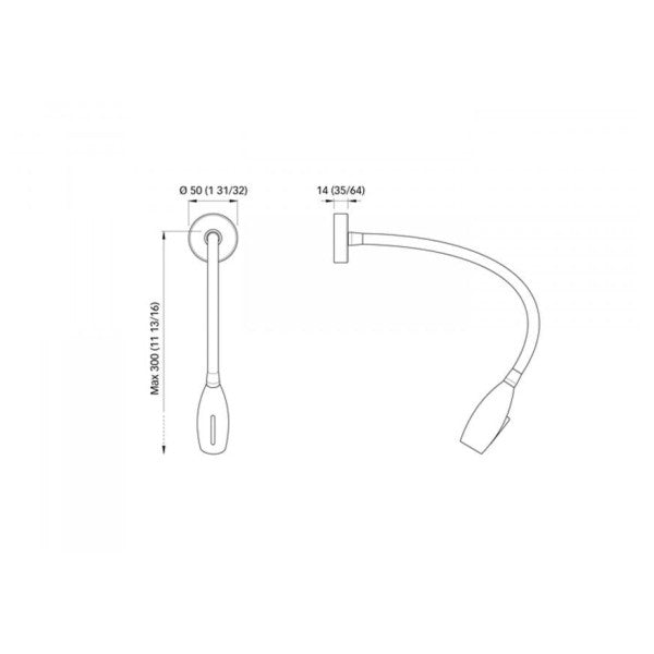 Luz de lectura rápida Maya 1P LED cromo ajustable 12/24V 