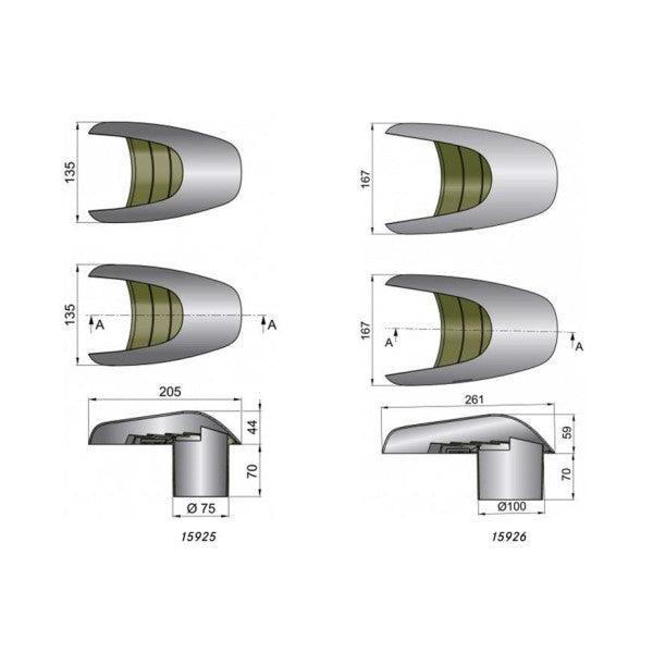 Vetus Shell Ventilator Typhoon TYP100 Rostfritt Stål 