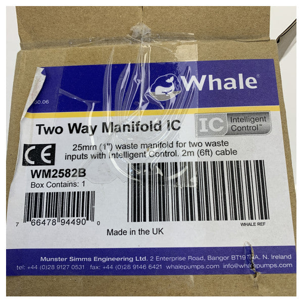 Whale WM2582B 2-vejs sort vand manifold 1 tomme 
