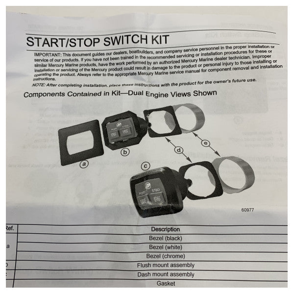 Mercury 8M0117137 Dual Engine Marinmotor Start-Stopp Panel 