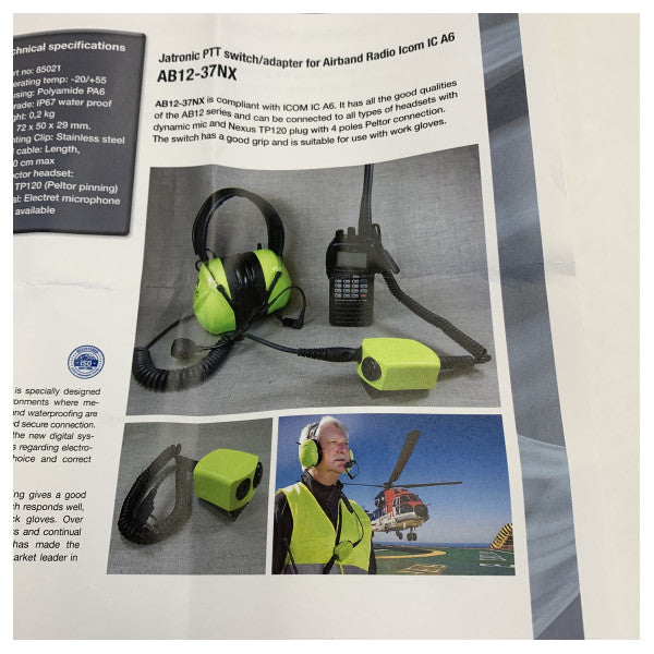 Jatronic AB12-37NX PTT prekidač/adapter za Airband radio ICOM IC A6 