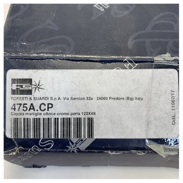 Kit maniglia per porta in ottone cromato e perla Foresti Suardi - 475A.CP 
