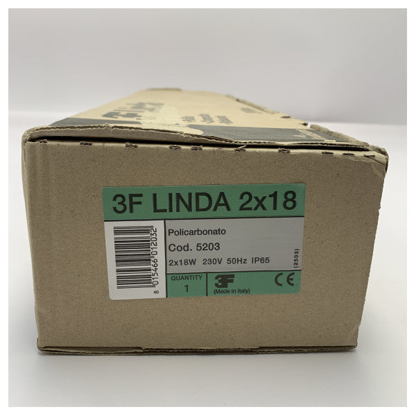 De Filippi 3F Linda 2x18W vattentät marin armatur - tålig IP65-belysning i polykarbonat för båtar och yachter