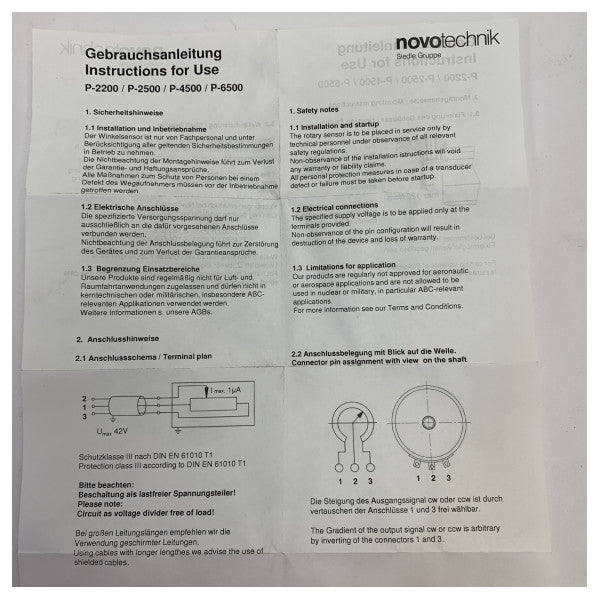 Componente de electrónica marina: potenciómetro rotatorio de precisión Novotechnik 1505906 