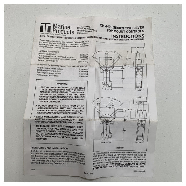 Gebraucht Teleflex Morse Marine CH4400 Motorsteuerung - 53547