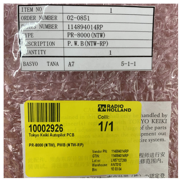 PCB de piloto automático Tokyo Keiki PR-8000 - PWB NTW-RP 
