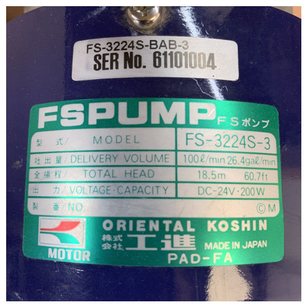 Pompe à eau de mer Koshin FSPump FS3224S-3 100L/min 