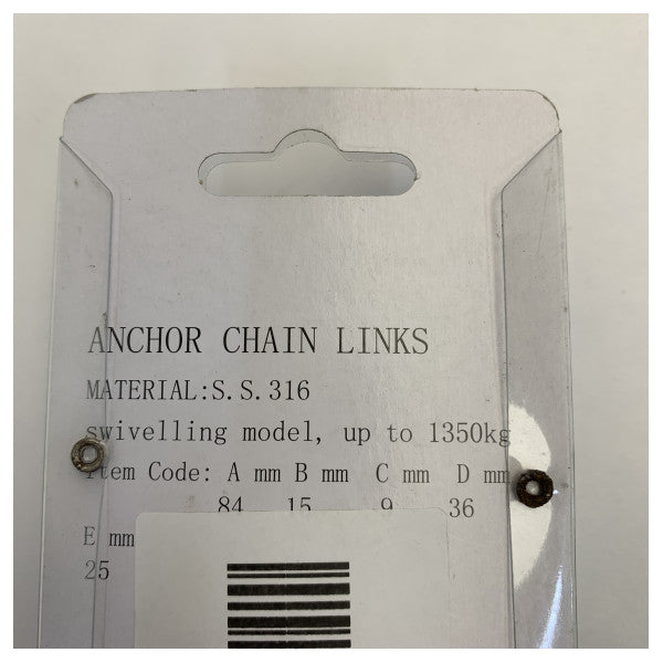 Allpa 078382 Rustfritt Stål Anker Sving for 8 mm kjede 