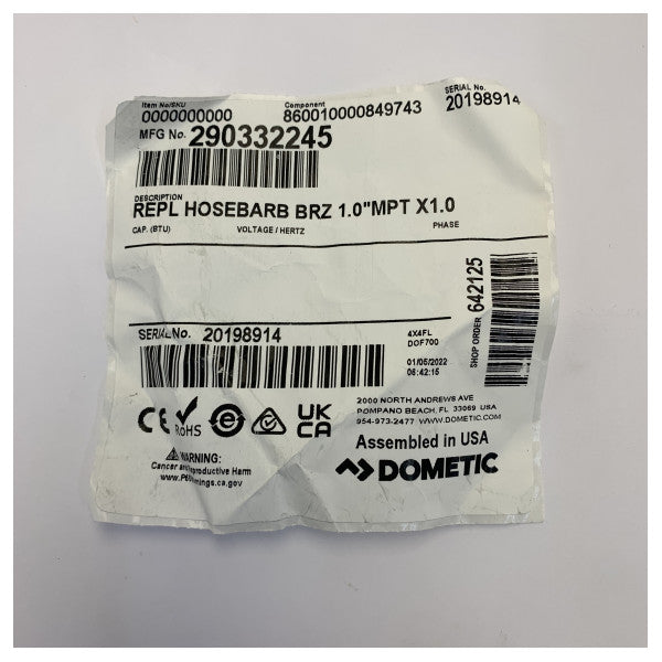 Dometic Bronze Snake Column Connection for Air Conditioning - 9108720487 - Unused 