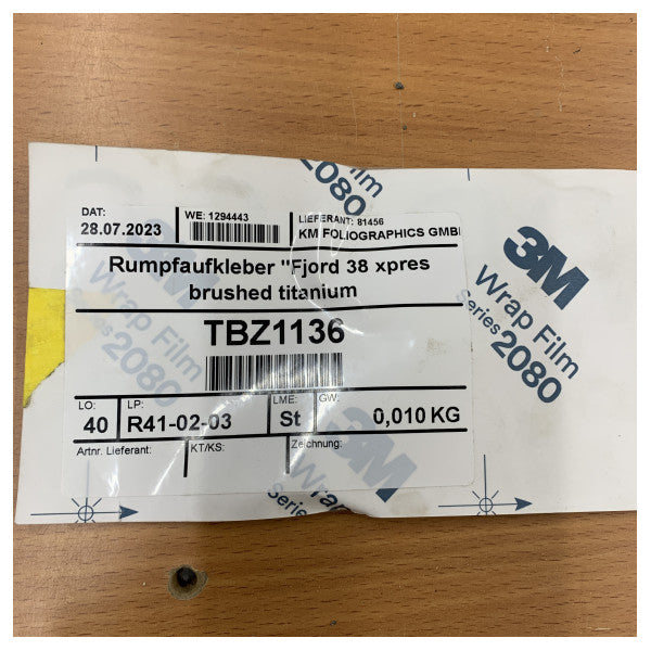 Fjord 38 Xpress Skrov Dekal Klistermärke Silver - TBZ1136 