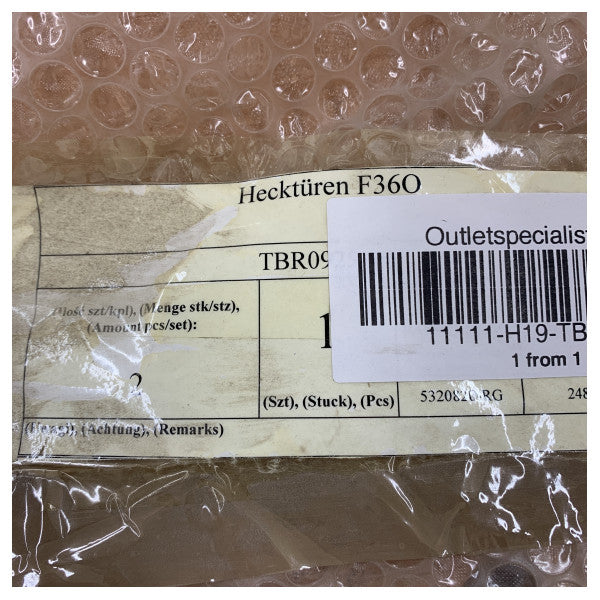 Dual Fjord 36 ve 38 XP Arka Kapılar Paslanmaz Çelik Kiti - TBR1173 