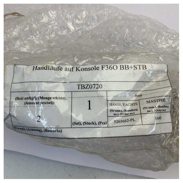 Barandilla de consola de acero inoxidable Fjord 360 lado de babor y estribor - F360-5300-060 