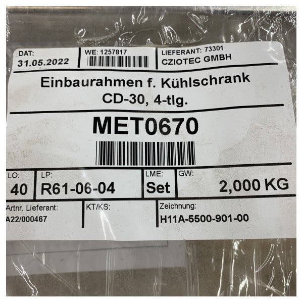 Isotherm Frigorífico de Aço Inoxidável CD-30 Quadro Embutido - H11A-5500-901-0 